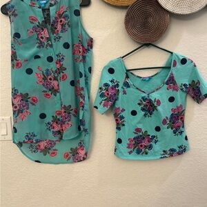 L'Amour Blue Sleeveless Fitted Blouse‎